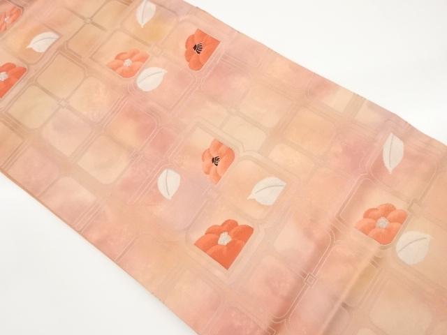 JAPANESE NAGOYA OBI / WOVEN ABSTRACT GRID
